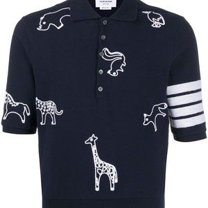 Thom Browne all over chain stitch polo shirt